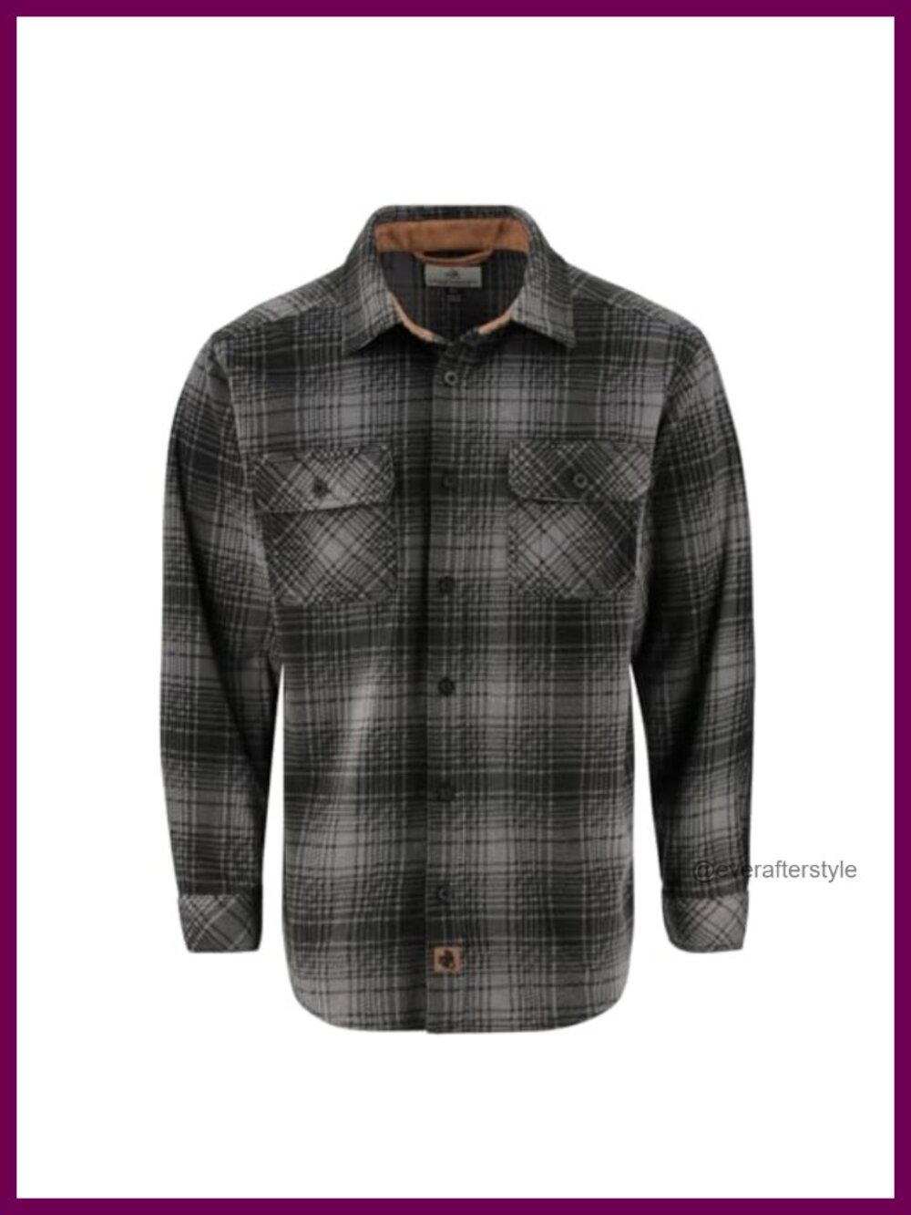 Mens Long Sleeve Fleece Button Up Shirt Plaid Corduroy Collar